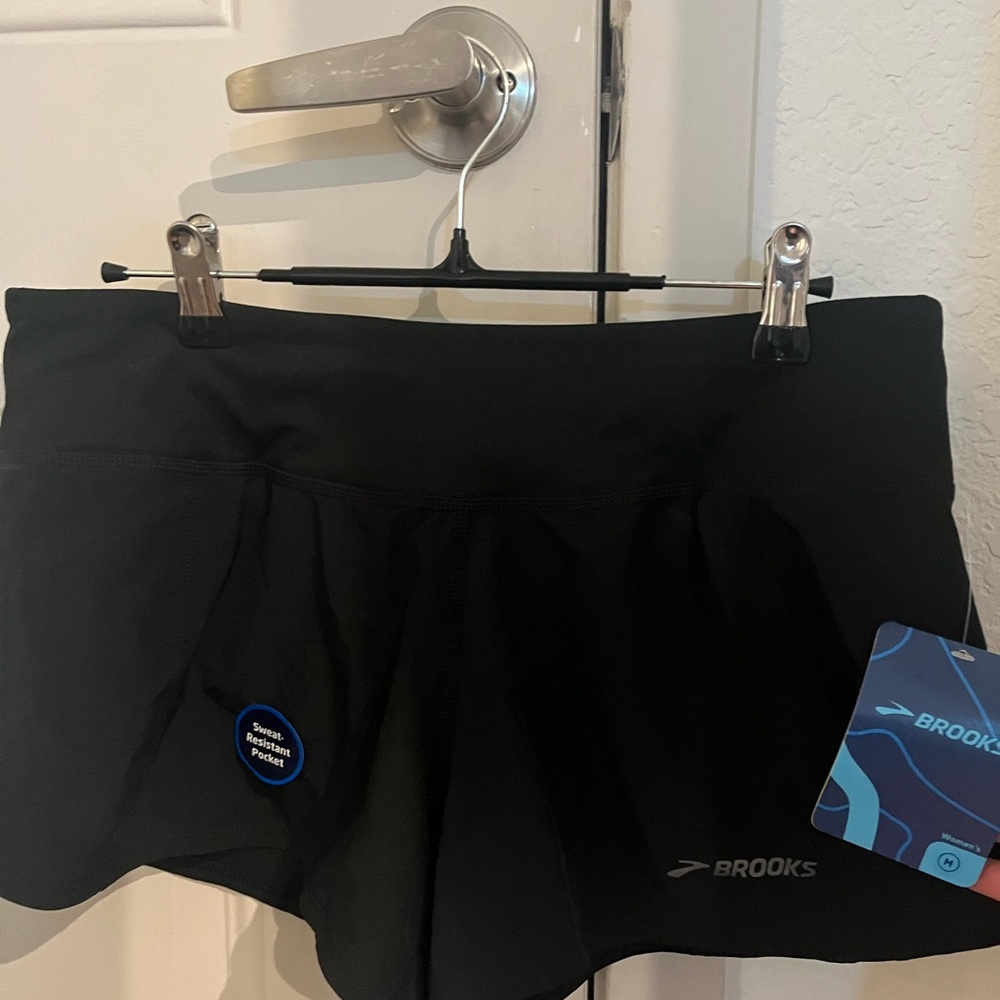 Brooks Black Athletic Shorts with Elastic Waistband